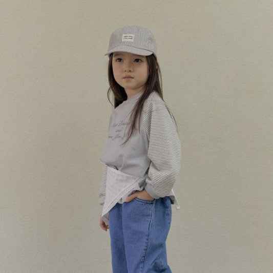 Label Cap Korean kids accessory in ivory made in Korea