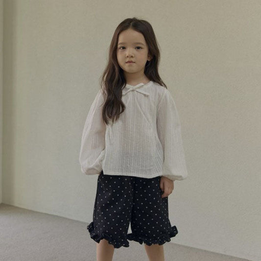 Liz Ribbon Blouse Korean toddler blouse in ivory made in Korea