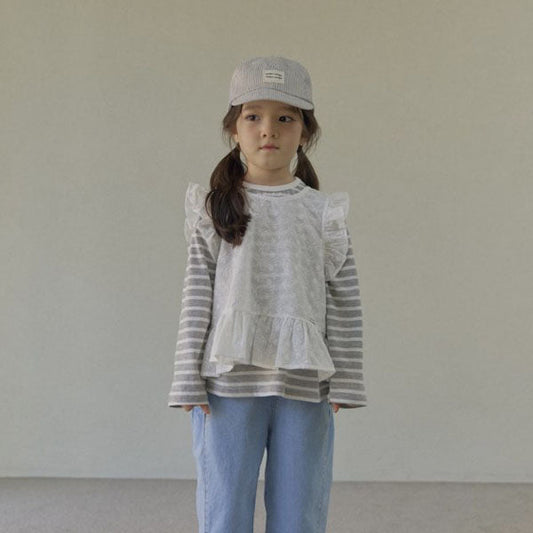Lily Frill Blouse Korean toddler blouse in ivory made in Korea