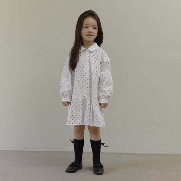 Margaret Polka Dot Dress Korean toddler dress in dot(ivory) made in Korea