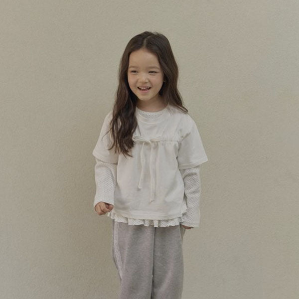 Maple Frill Tee Korean toddler t-shirt in ivory made in Korea