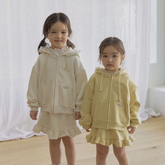 Spring Hoodie Jacket Korean toddler sweater in ivory made in Korea