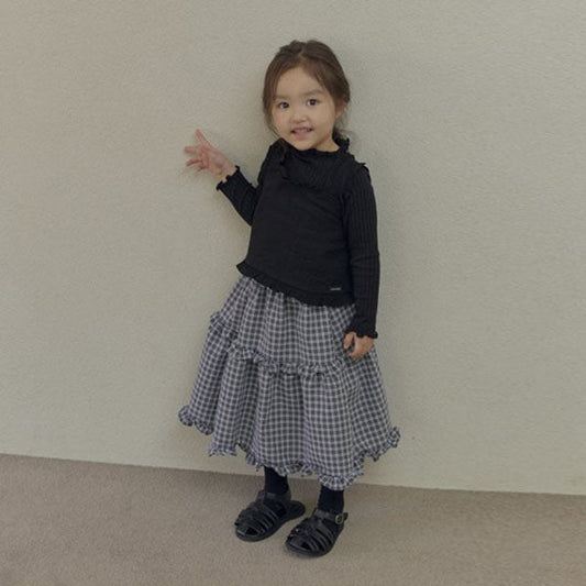 Agnes Maxi Skirt - Check Korean toddler skirt in check made in Korea