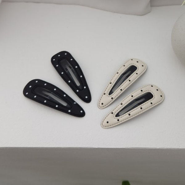 Polka Dot Hair Clip Set Korean kids set in ivory made in Korea