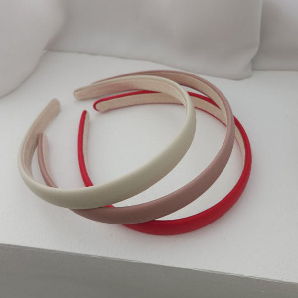 Leather Headband Korean kids accessory in cream made in Korea