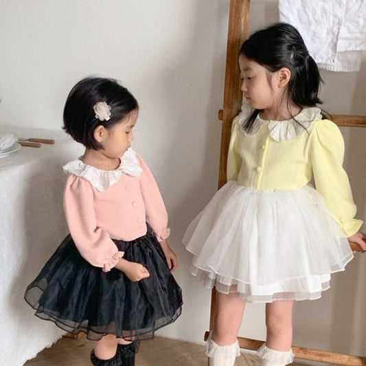 Cropped Cardigan Korean juniors sweater in pink made in Korea