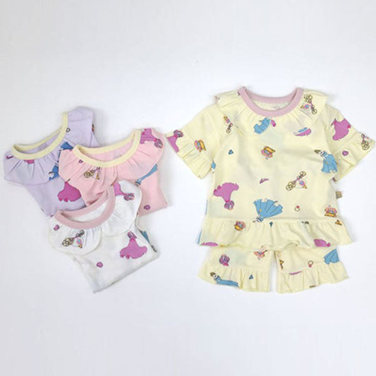 Love Princess Short Sleeve Top & Bottom Set Korean juniors set in white made in Korea