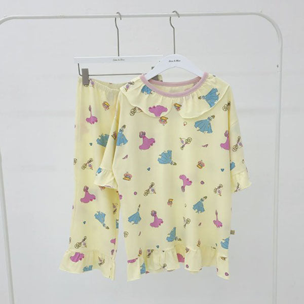 Love Princess Short Sleeve Top & Bottom Set Adult Korean kids set in white made in Korea