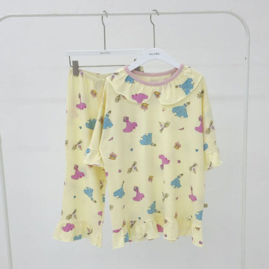 Love Princess Short Sleeve Top & Bottom Set Adult Korean kids set in white made in Korea