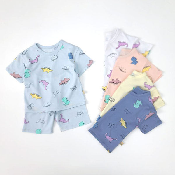 Dino Top & Bottom Set Korean juniors set in white made in Korea