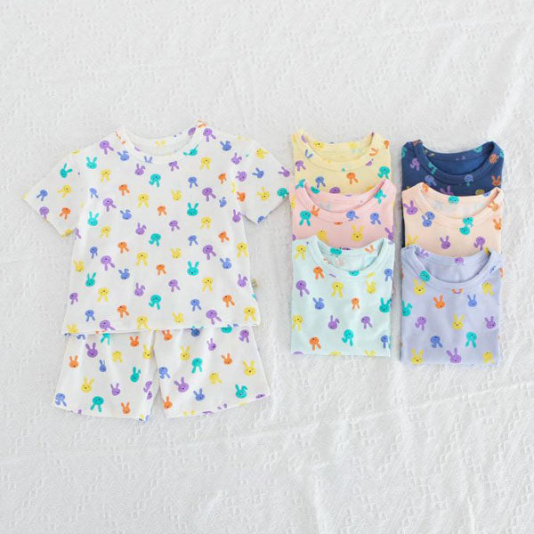 Color Toto Short Sleeve Top & Bottom Set Korean juniors set in white made in Korea