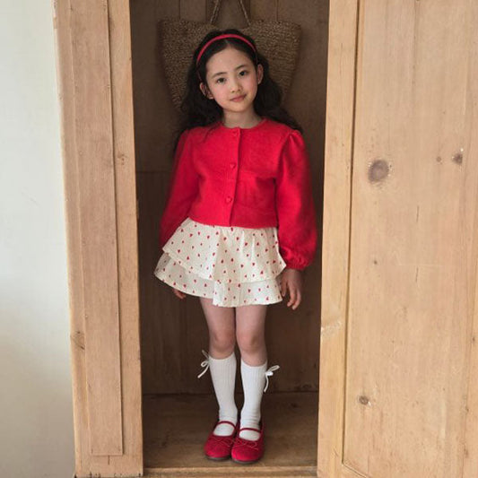 Heart Cardigan Korean juniors sweater in red made in Korea