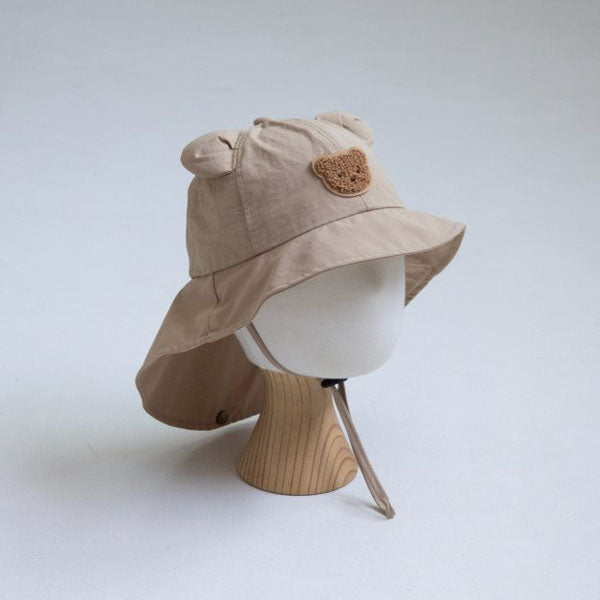 Bear Flap Cap Korean toddler accessory in beige made in Korea