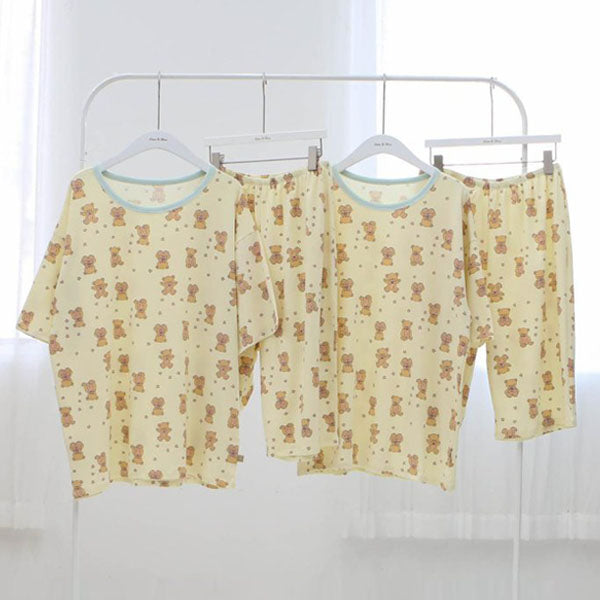 SS Star Bear Top & Bottom Set Adult Korean kids set in white made in Korea