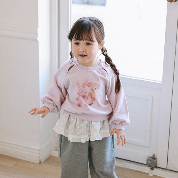 Rabbit Ribbon Tee Korean toddler t-shirt in ivory made in Korea