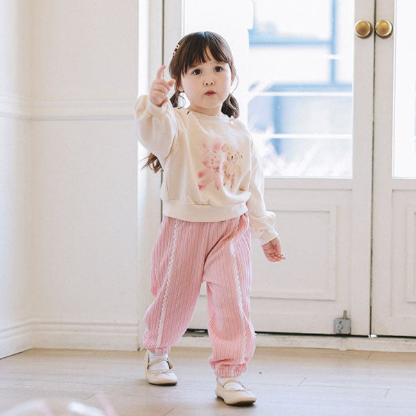 Lace Jogger Pants Korean toddler pants in blue made in Korea