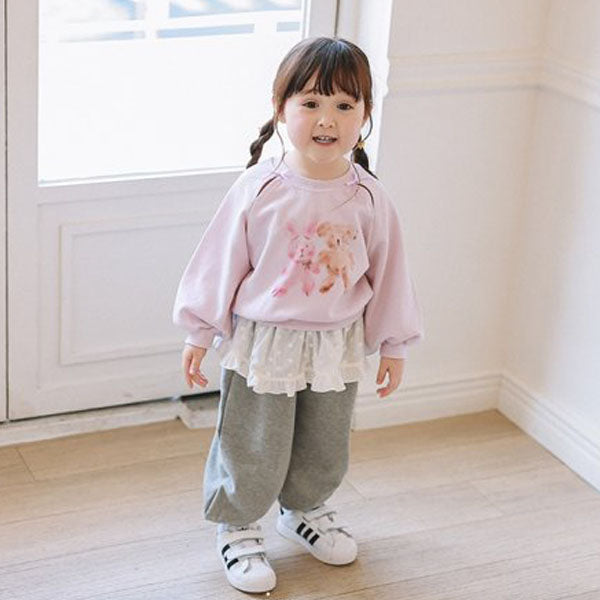 Ruffle Pants Korean toddler pants in gray made in Korea