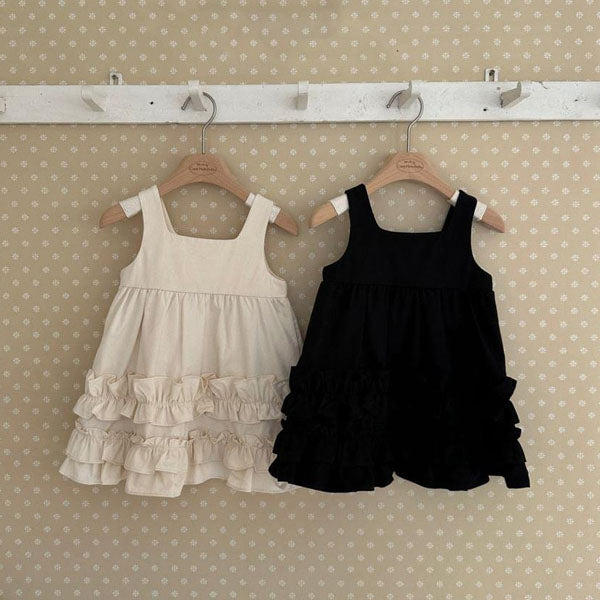 Mono Frill Dress Korean juniors dress in cream made in Korea