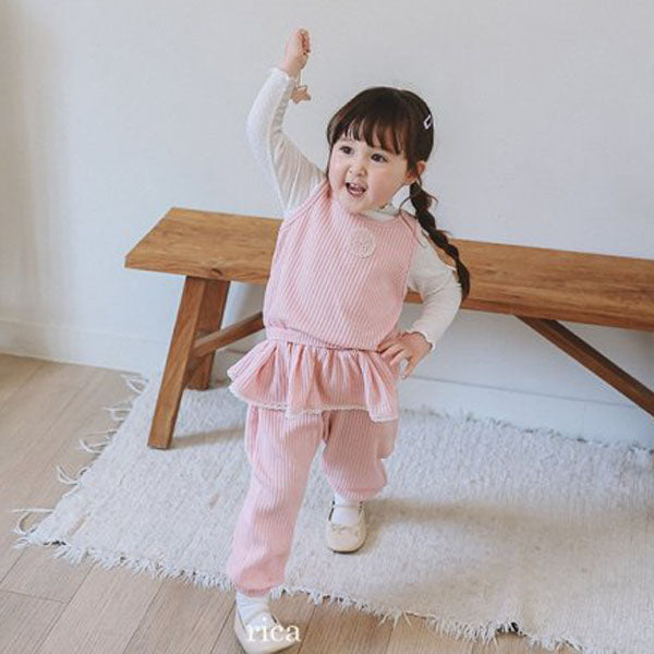 Solid Vest Top & Bottom Set Korean toddler set in pink made in Korea