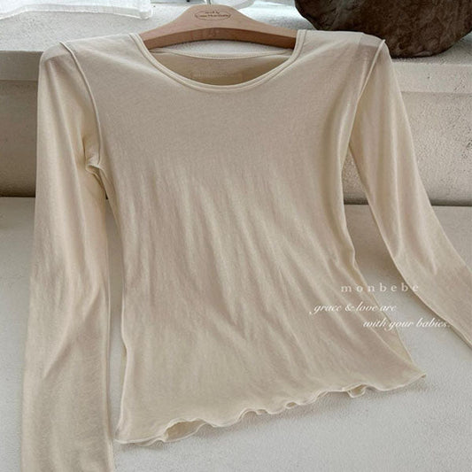 Soft Layered Tee Adult Korean kids t-shirt in cream made in Korea
