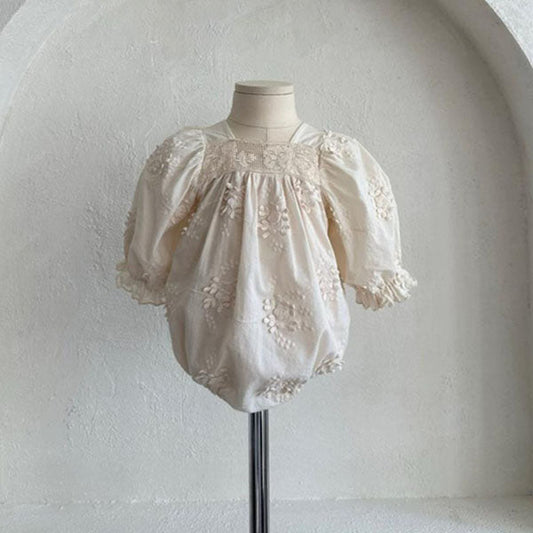 Flora Vintage Bodysuit Korean toddler bodysuit in cream made in Korea