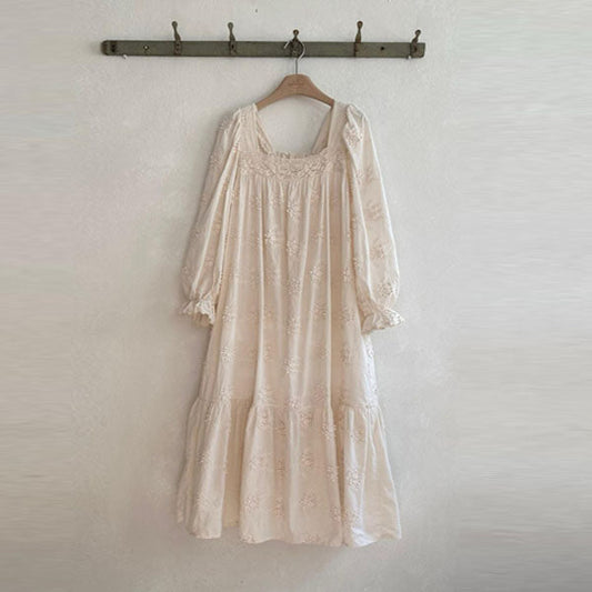 Flora Vintage Dress Adult Korean kids dress in cream made in Korea