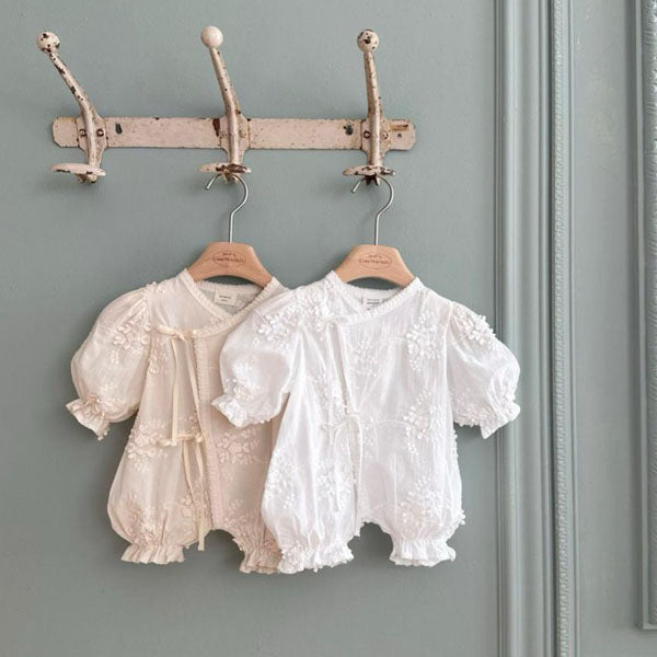 Flora Bodysuit Korean infant bodysuit in ivory made in Korea