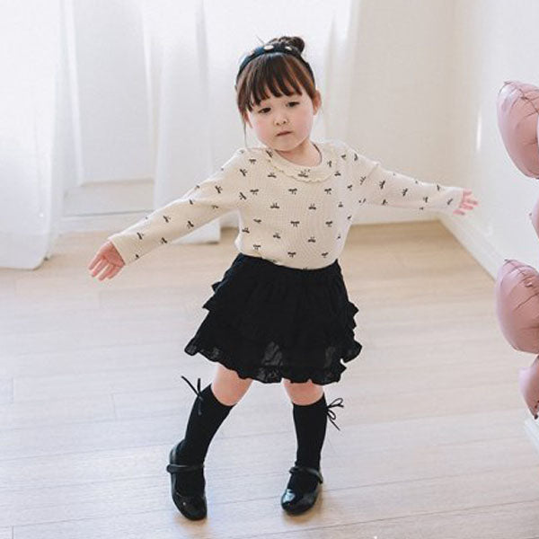 Ribbon Embroidery Skort Korean toddler skort in black made in Korea