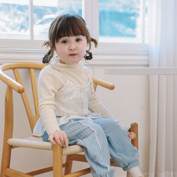 Shirred Vest Korean toddler jacket in white made in Korea