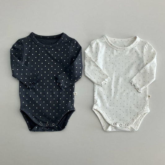 Gly Polka Dot Bodysuit Korean infant bodysuit in ivory made in Korea