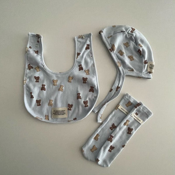 Little Bear Bib Korean kids accessory in ivory made in Korea