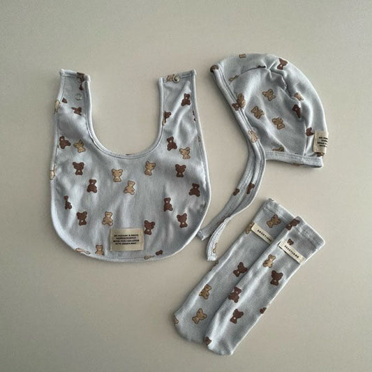 Little Bear Bib Korean kids accessory in ivory made in Korea