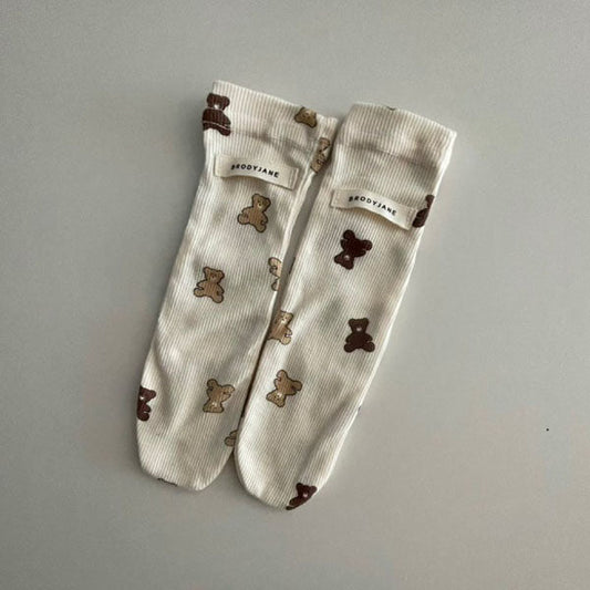 Little Bear Socks Korean kids accessory in ivory made in Korea