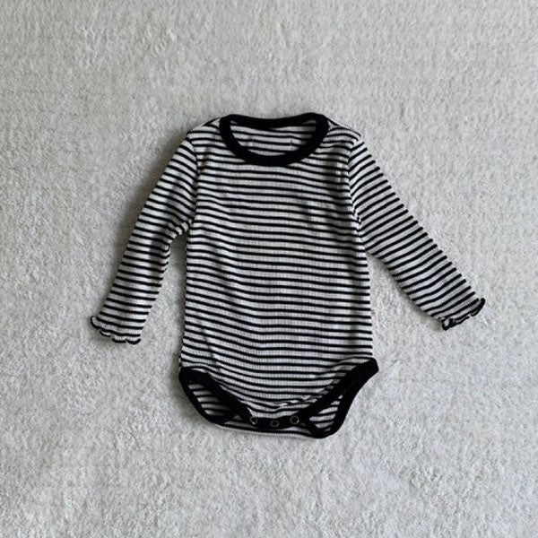 Mono Stripe Bodysuit Korean infant bodysuit in ivory made in Korea