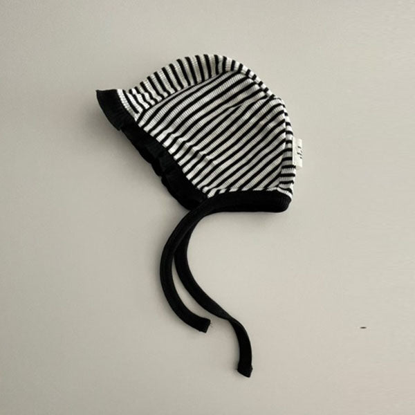 Mono Stripe Bonnet Korean kids accessory in ivory made in Korea