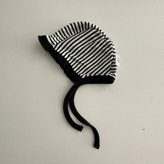 Mono Stripe Bonnet Korean kids accessory in ivory made in Korea
