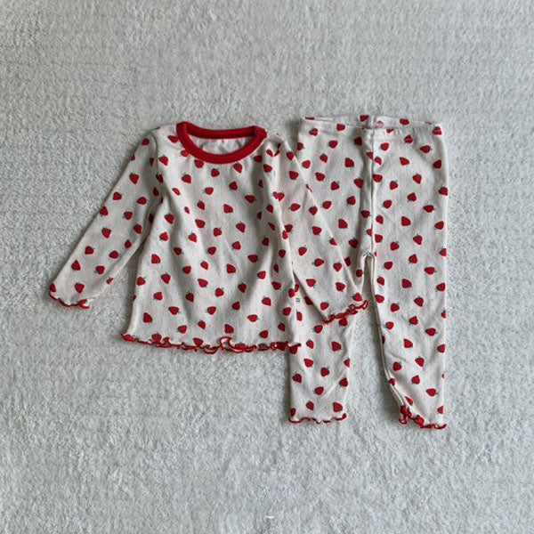 Eyelet Strawberry Set Korean infant set in ivory made in Korea