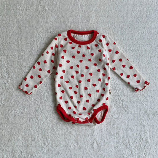 Eyelet Strawberry Bodysuit Korean infant bodysuit in ivory made in Korea