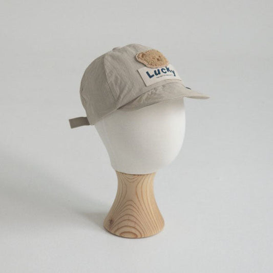 Lucky Bear Cap Korean toddler accessory in brown made in Korea