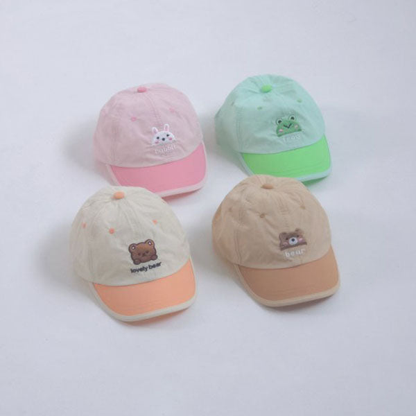 Animal Embroidery Baseball Cap Korean toddler accessory in green made in Korea