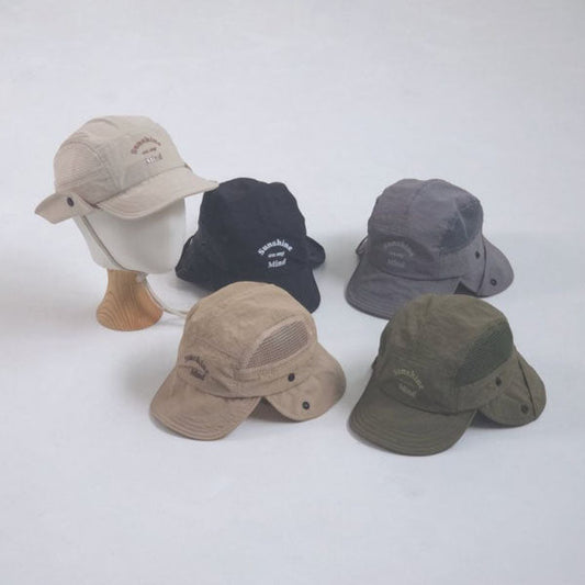 Sunshine Mesh Neck Guard Cap Korean toddler accessory in gray made in Korea