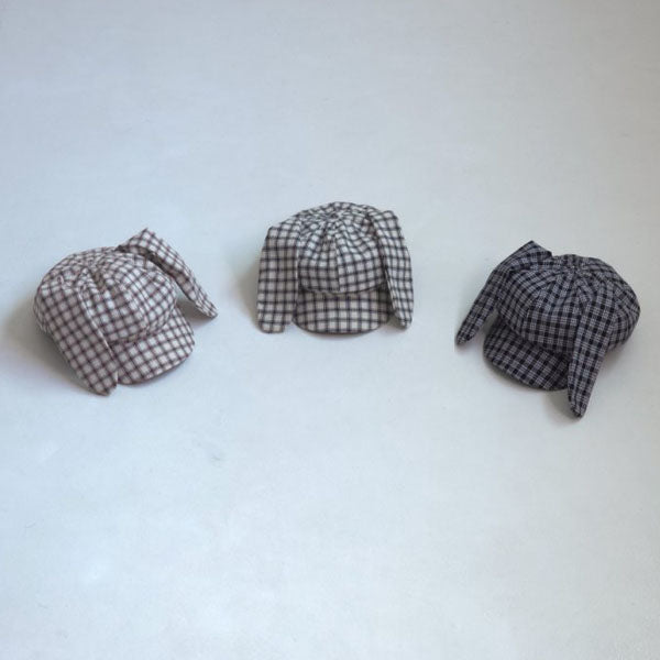 Check Rabbit Newsboy Cap Korean kids accessory in gray made in Korea