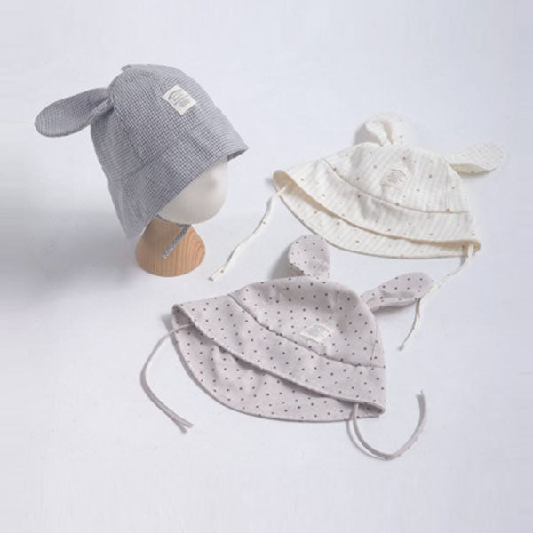 Polka Dot Rabbit Summer Bucket Hat Korean toddler accessory in dot brown made in Korea