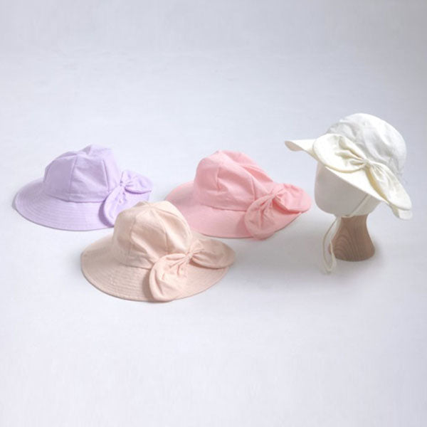 Pastel Ribbon Sun Hat Korean toddler accessory in ivory made in Korea