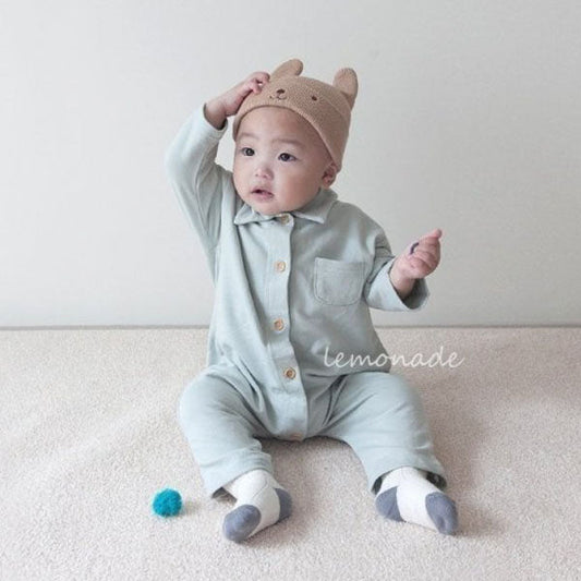 Solid Collar Bodysuit Korean infant bodysuit in mint made in Korea
