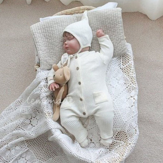 Piano Romper Korean infant romper in mocha made in Korea