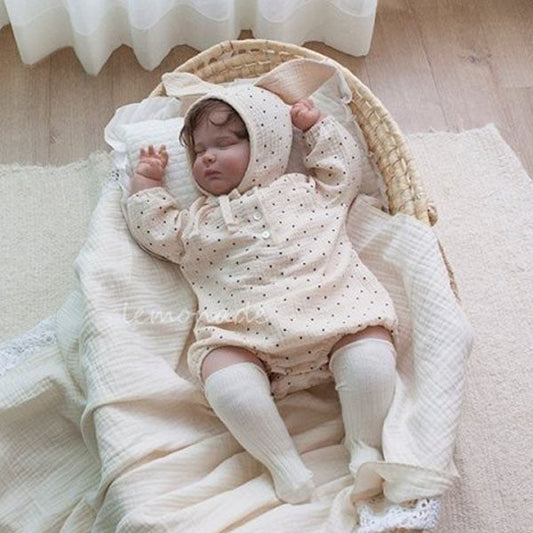 Dot Bodysuit Korean infant bodysuit in mocha made in Korea