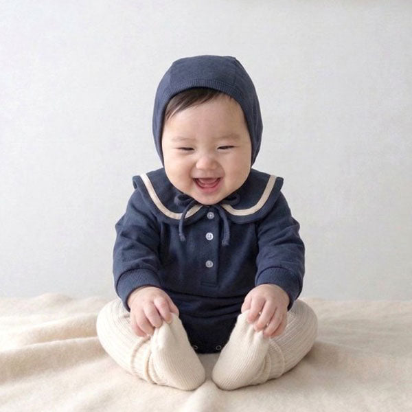 Pony Bodysuit Korean infant bodysuit in navy made in Korea