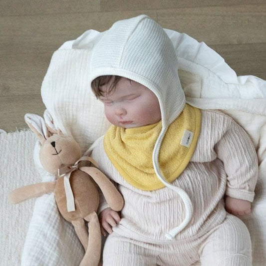 Terry Triangle Bib Korean infant accessory in yellow made in Korea