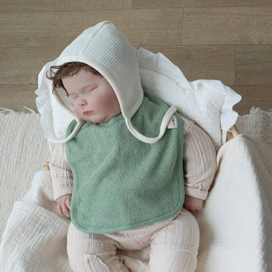 Terry Square Bib Korean infant accessory in yellow made in Korea